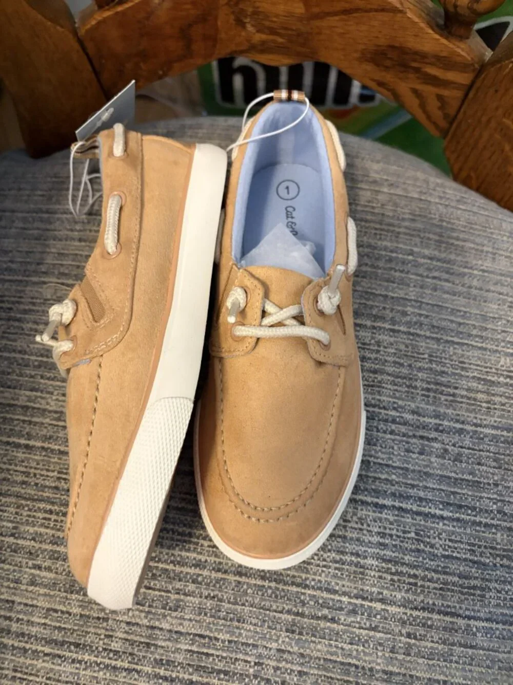 NWT Boy's Faux Suede Slip on Boat Shoes size 1